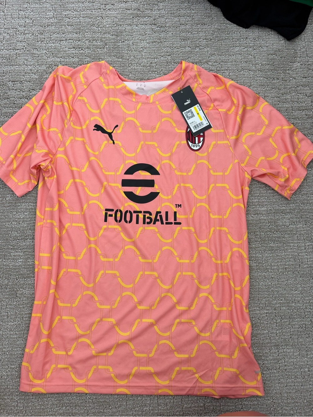 Puma Pink and Yellow AC Milan Football Top
